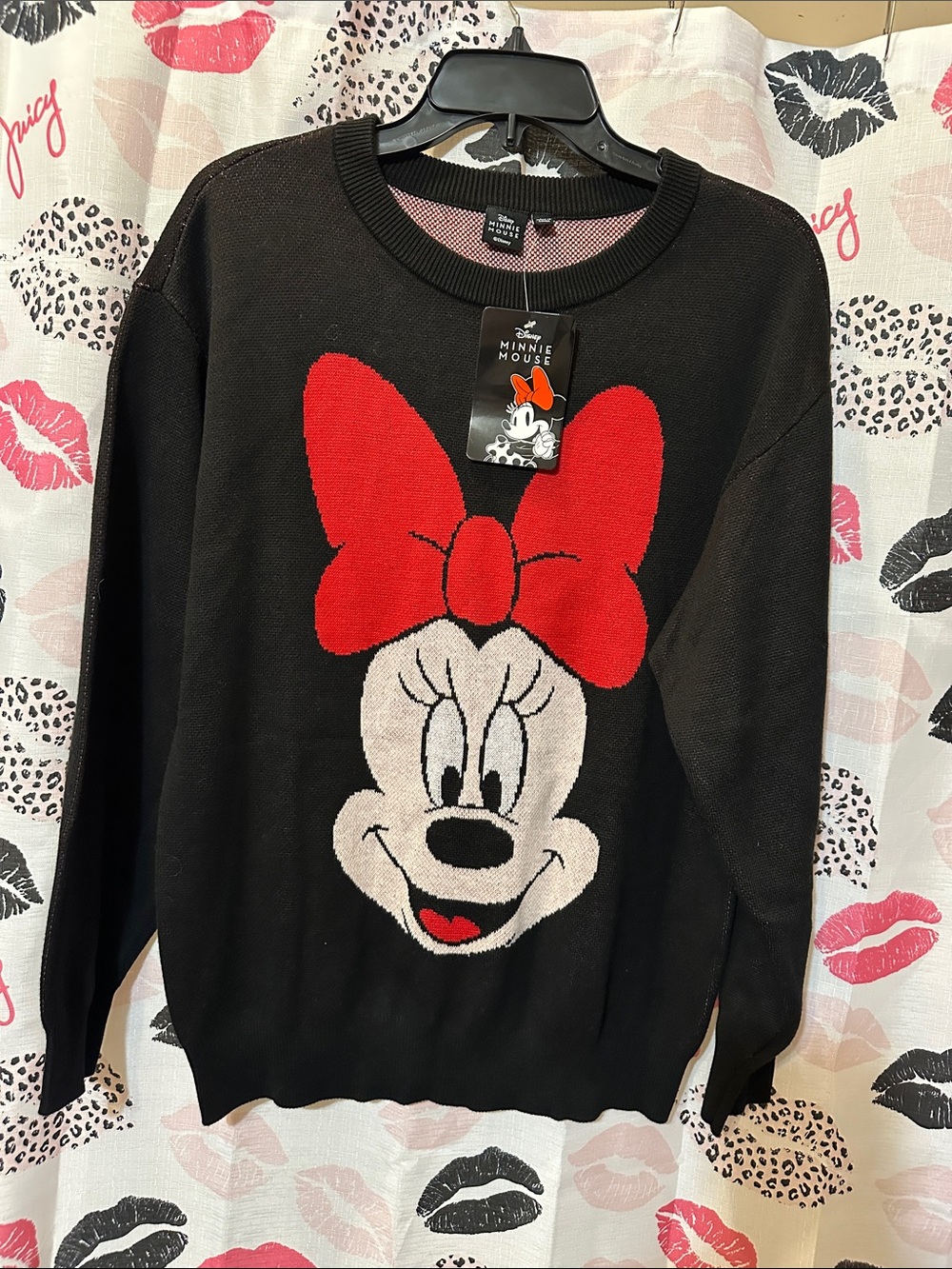 Disney Minnie Mouse Black Sweater with Red Bow